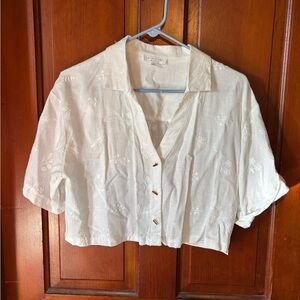 White Embroidered Women's Top